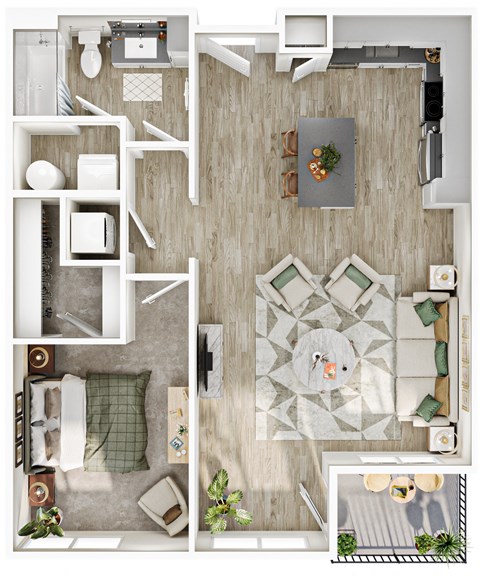 Floor plan for 1 bed, 1 bath, 828 sqft